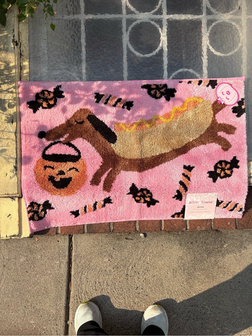 Betsey Johnson Pink Halloween Dachshund Bath Rug